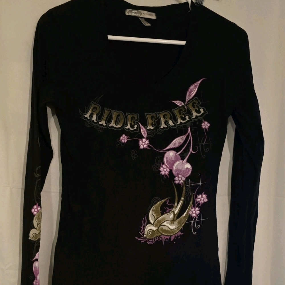 Ride Free Black and Purple Long Sleeve Women's Tee